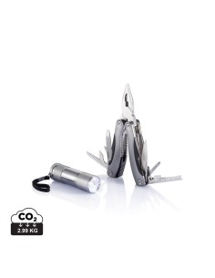 Sæt med multiværktøj og lommelygte