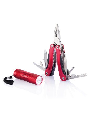 Sæt med multiværktøj og lommelygte