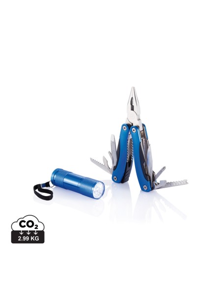 Sæt med multiværktøj og lommelygte