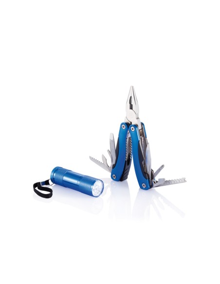 Sæt med multiværktøj og lommelygte