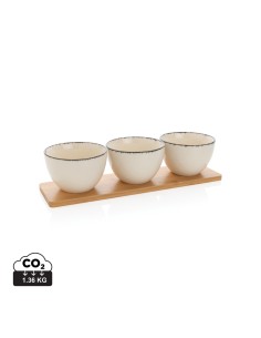 Ukiyo 3 dels sæt, serveringsskåle med bambus bakke