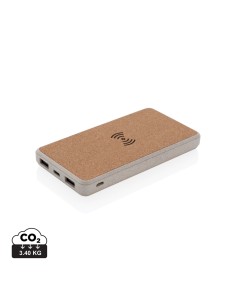 Kork & hvedestrå - 8.000 mAh 5W trådløs powerbank
