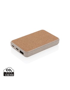 Kork & hvedestrå - 5.000 mAh lomme powerbank