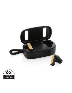 TWS øretelefoner i RCS genanvendt plast & bambus