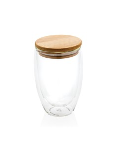 Double wall borosilikat glass with bamboo lid 350ml 2