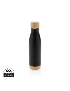 Vakuum rustfrit stål flaske med bambus låg og bund