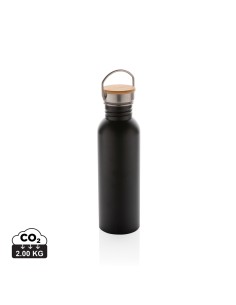 Moderne rustfrit stål flaske med bambus låg