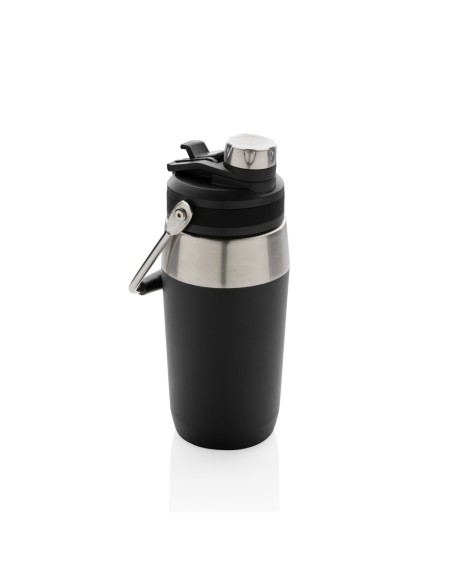 Vakuum rustfrit stål flaske 500ml, låg med dobbeltfunktion