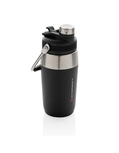 Vakuum rustfrit stål flaske 500ml, låg med dobbeltfunktion