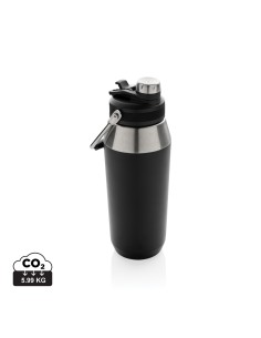 Vakuum rustfrit stål flaske 1L, låg med dobbeltfunktion