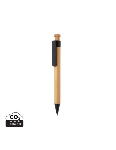 Bambus pen med clip i hvedestrå