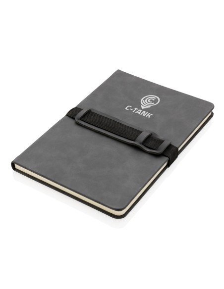 Luksus A5 hardcover PU notesbog med telefon og penne holder.