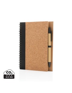 Kork spiral notesbog med pen