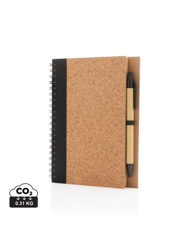 Kork spiral notesbog med pen