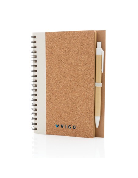Kork spiral notesbog med pen