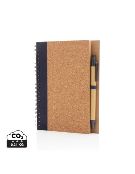 Kork spiral notesbog med pen