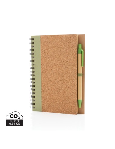 Kork spiral notesbog med pen