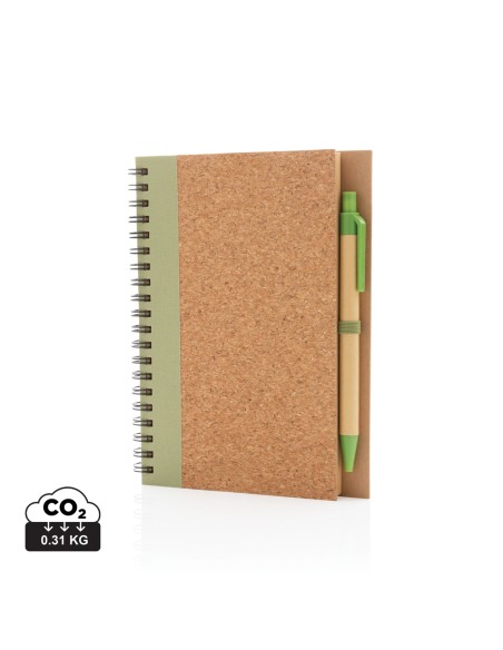 Kork spiral notesbog med pen