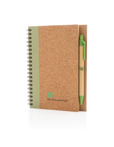 Kork spiral notesbog med pen