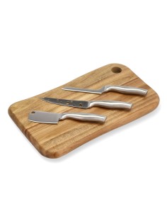 Ostebræt med 3 knive Rustfrit stål/Akacie