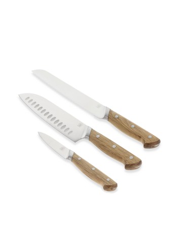 Knivsæt Foresta 3 dele Eg/Rustfrit stål
